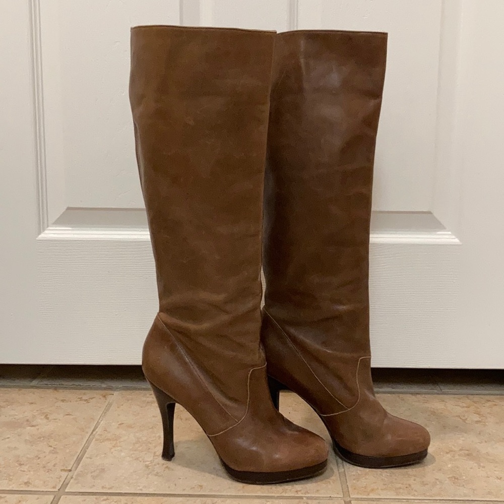 Brown tall BCBG boots size 7.5 3 inch heel